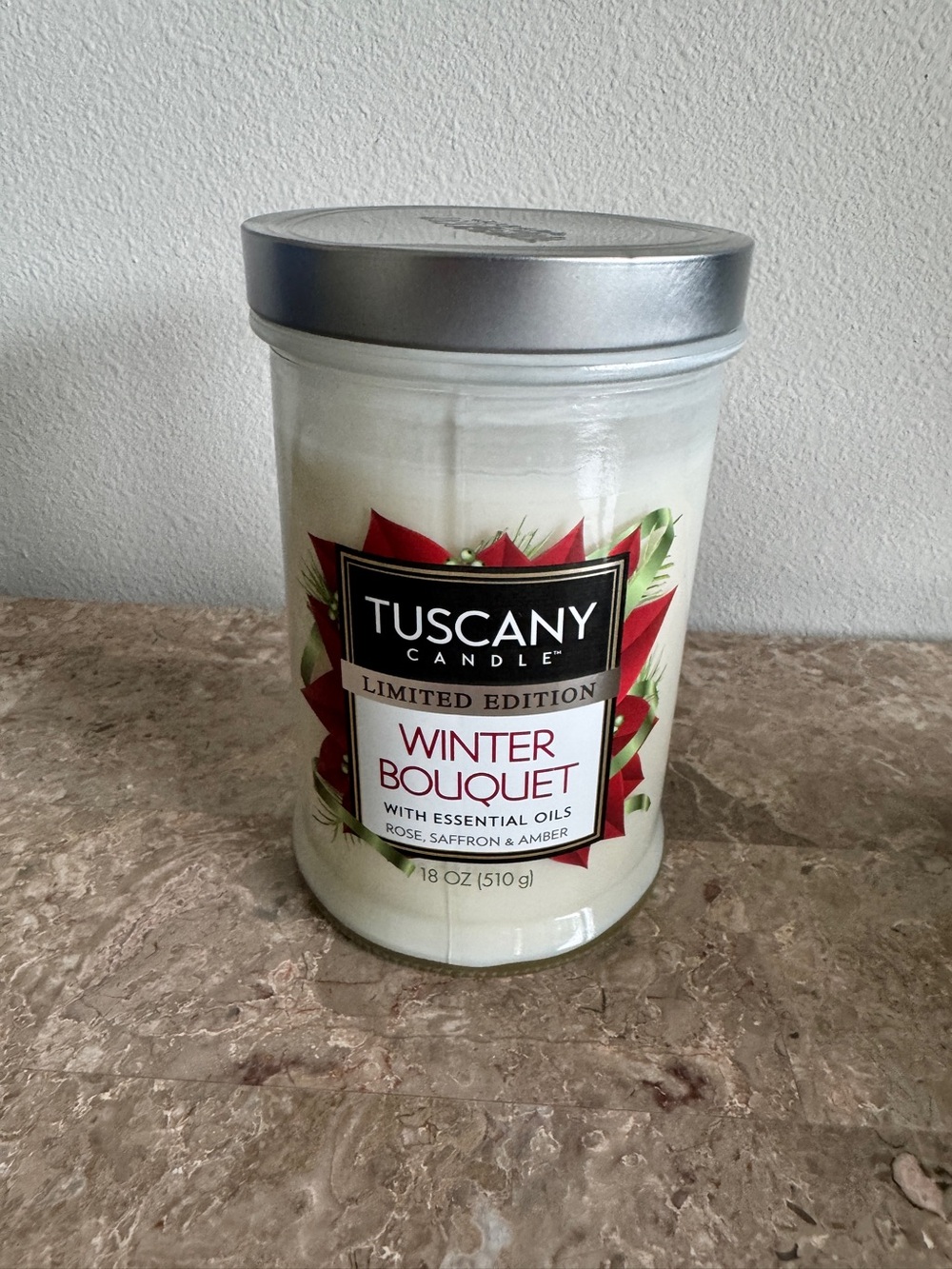 Tuscany Winter Bouquet Scented Jar Candle limited edition rose saffron amber oil